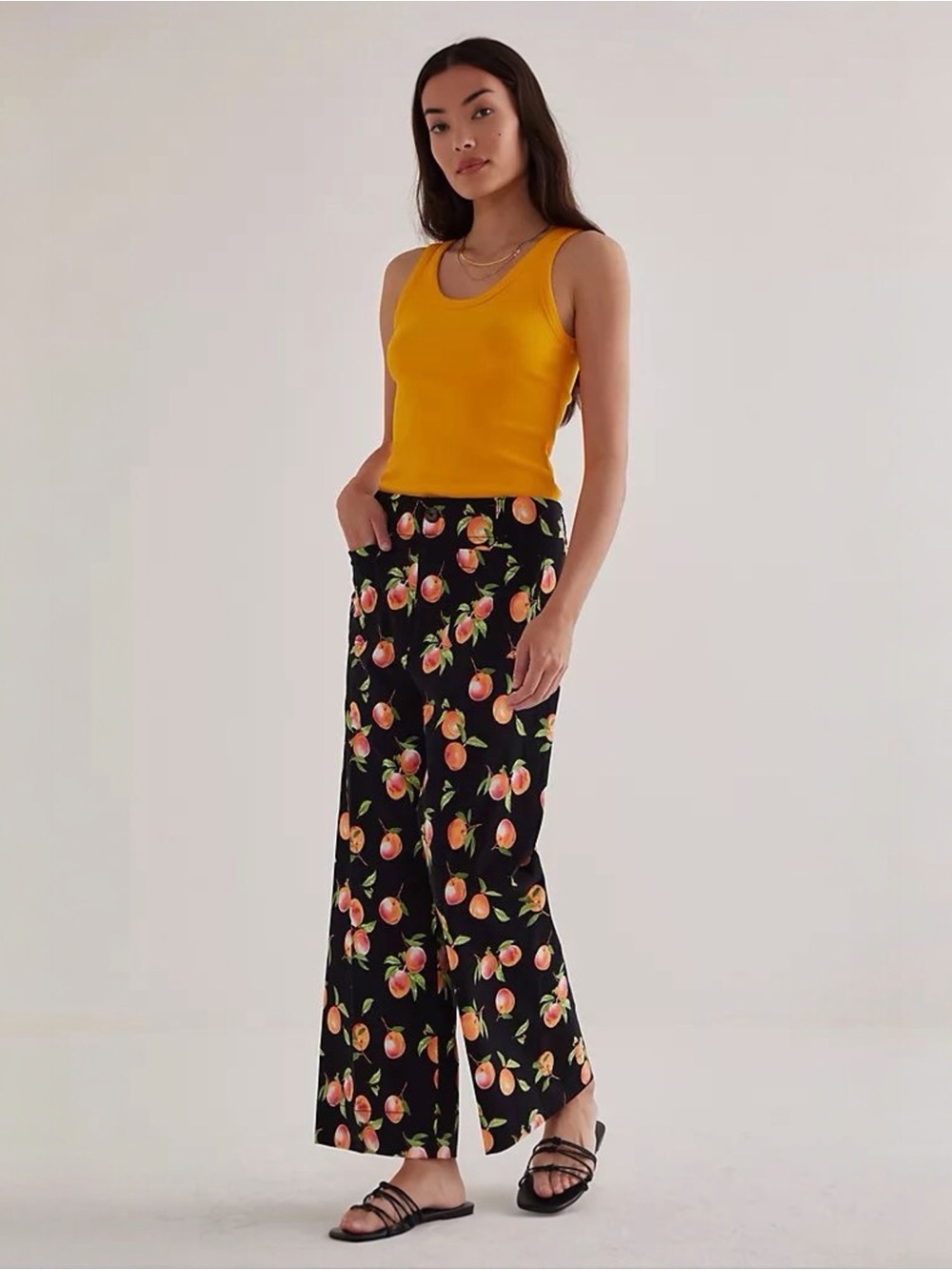 ANTHROPOLOGIE • Maeve Colette High Rise Wide Leg Crop Pants in Peach